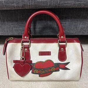 Gucci Heart Motif Red and Cream Satchel